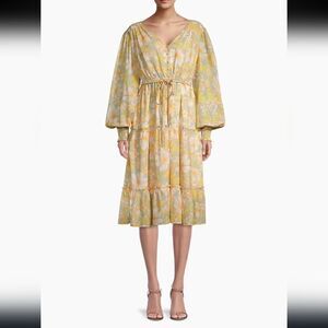 Rachel Parcell Daisy Floral Long Sleeve Chiffon Midi Dress Size XS NEW